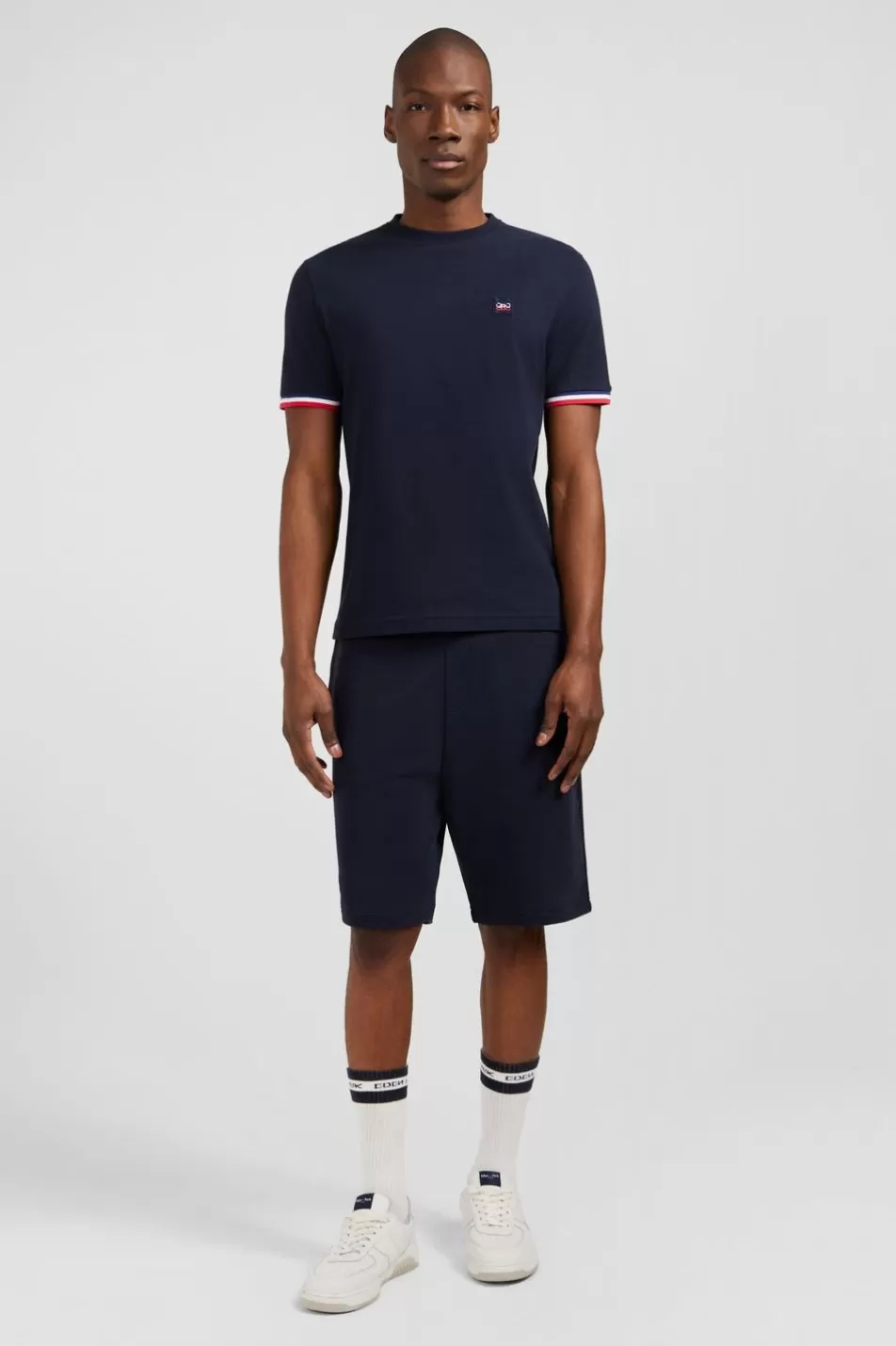 T-Shirts | Eden Park Navy Blue Short-Sleeved T-Shirt With Embossed Logo