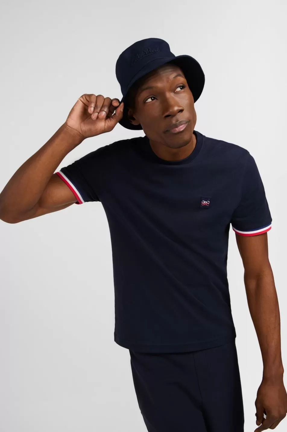 T-Shirts | Eden Park Navy Blue Short-Sleeved T-Shirt With Embossed Logo