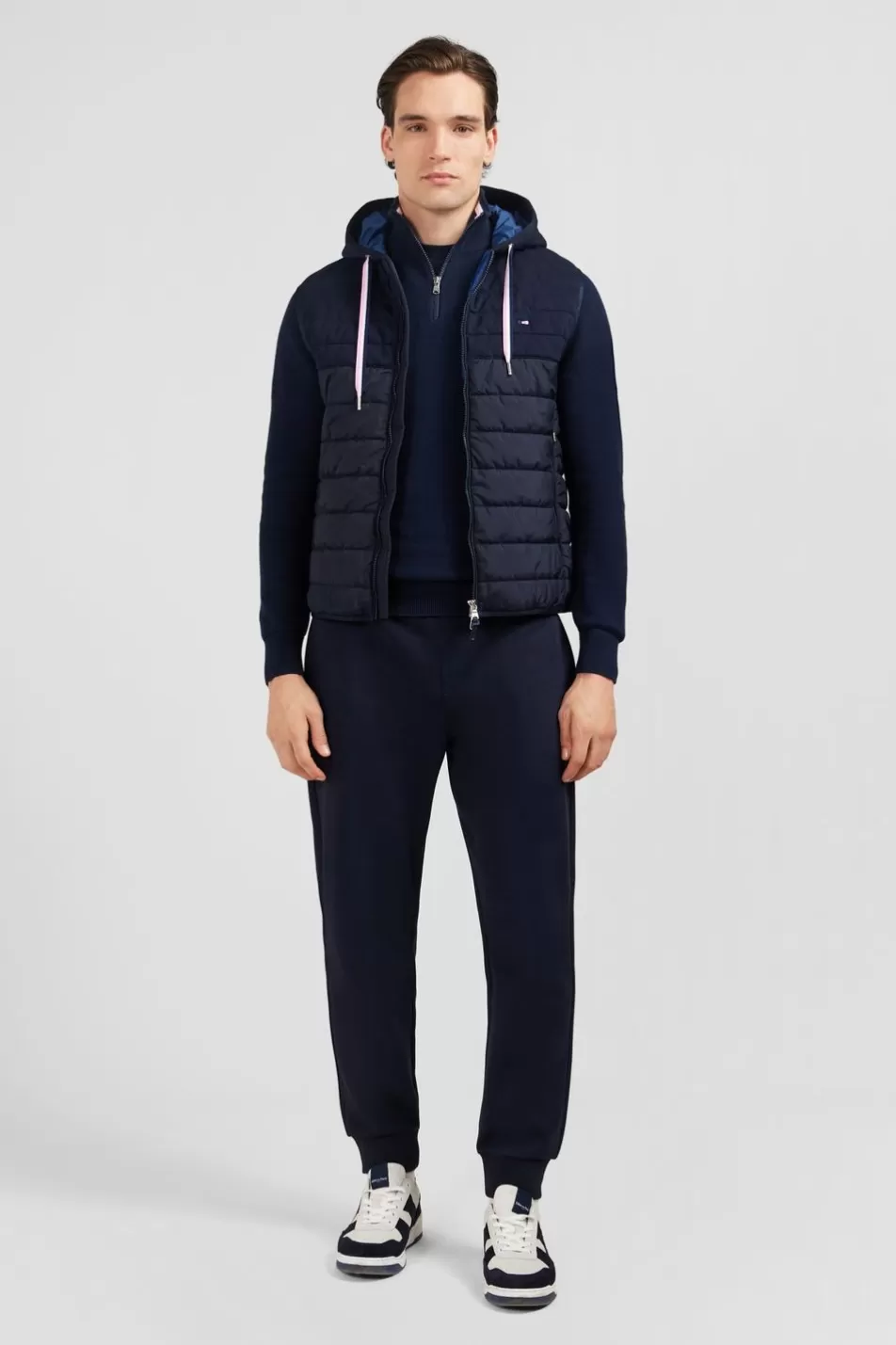 Coats | Eden Park Navy Blue Sleeveless Hooded Puffa Jacket