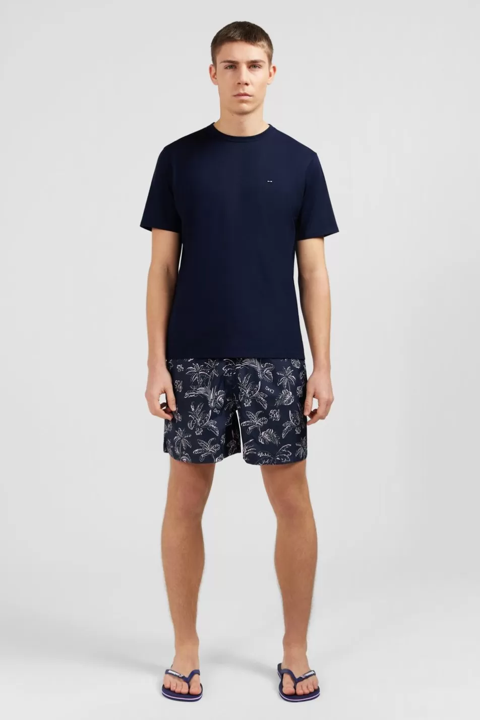 T-Shirts | Eden Park Navy Blue T-Shirt In Flamme Cotton