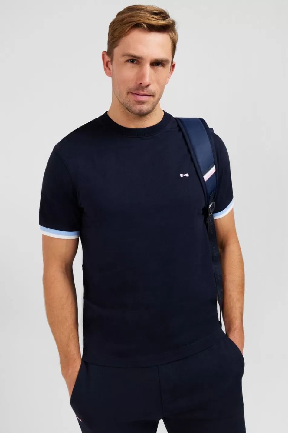 T-Shirts | Eden Park Navy Blue T-Shirt With Embroidery