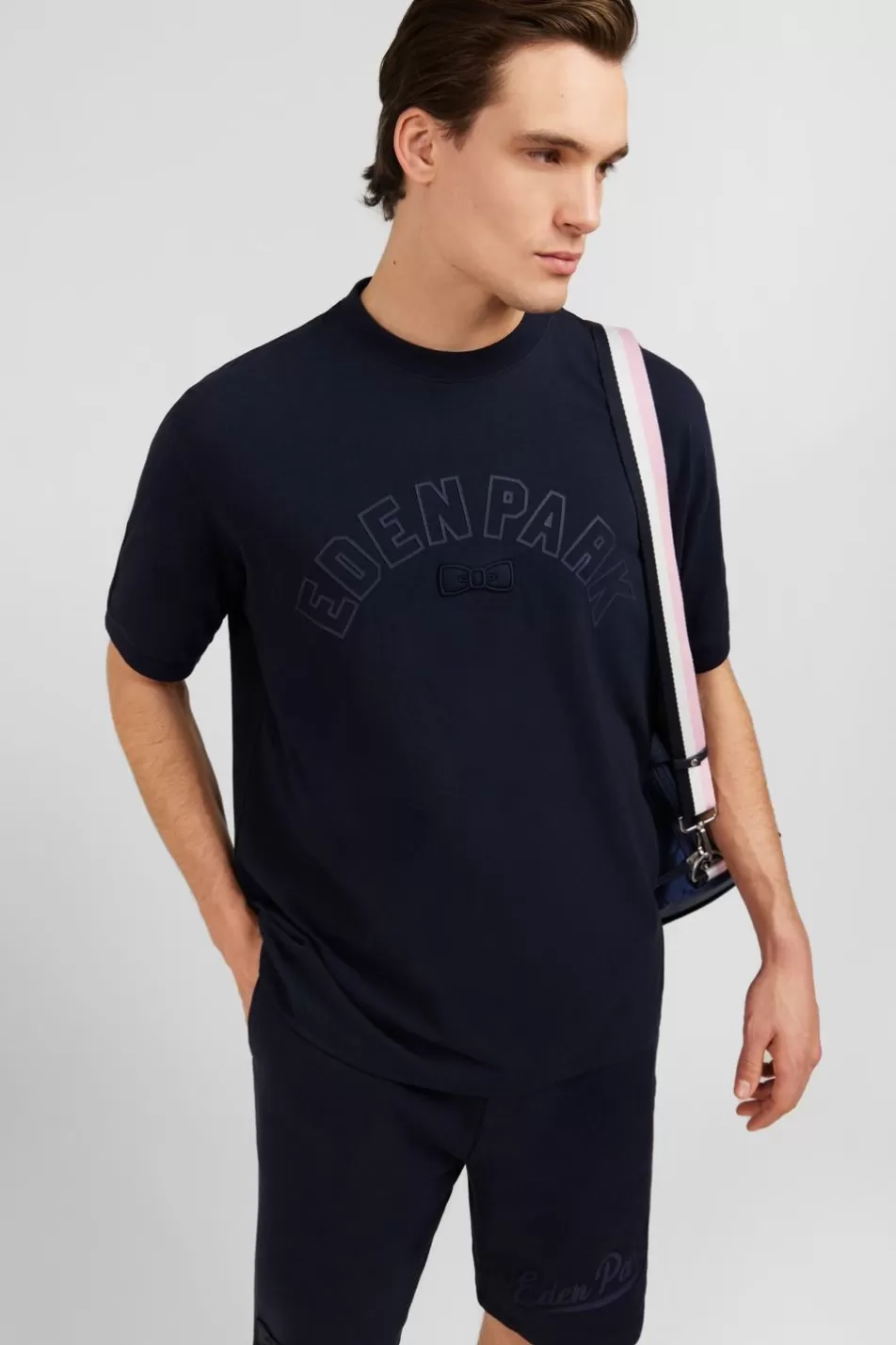 T-Shirts | Eden Park Navy Blue T-Shirt With Inscription