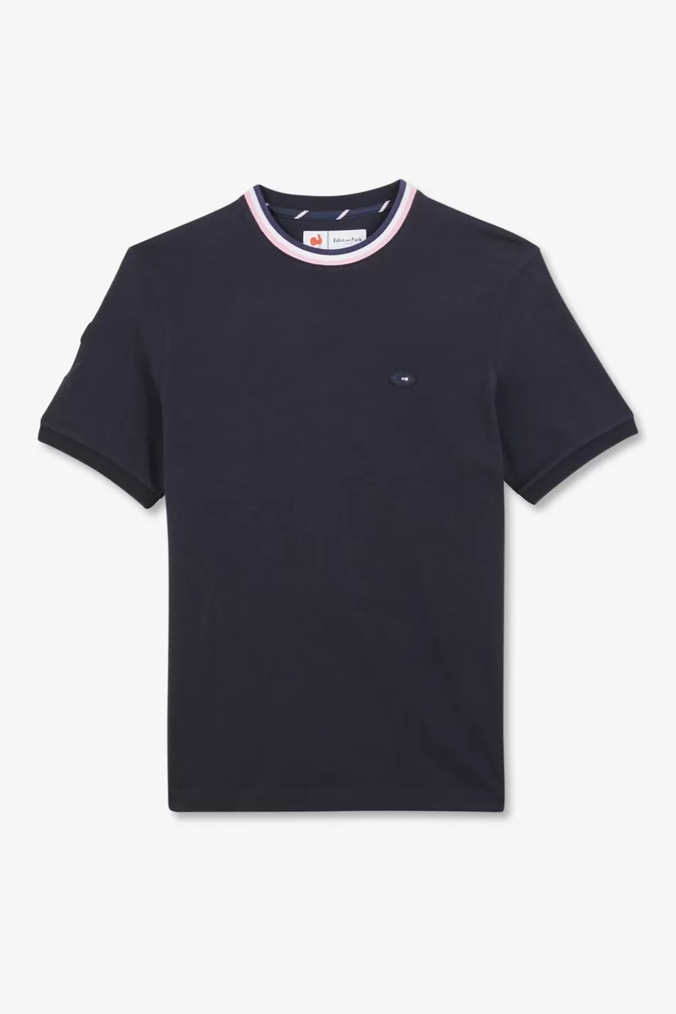 T-Shirts | Eden Park Navy Blue T-Shirt With Xv De France Cockerel On The Back