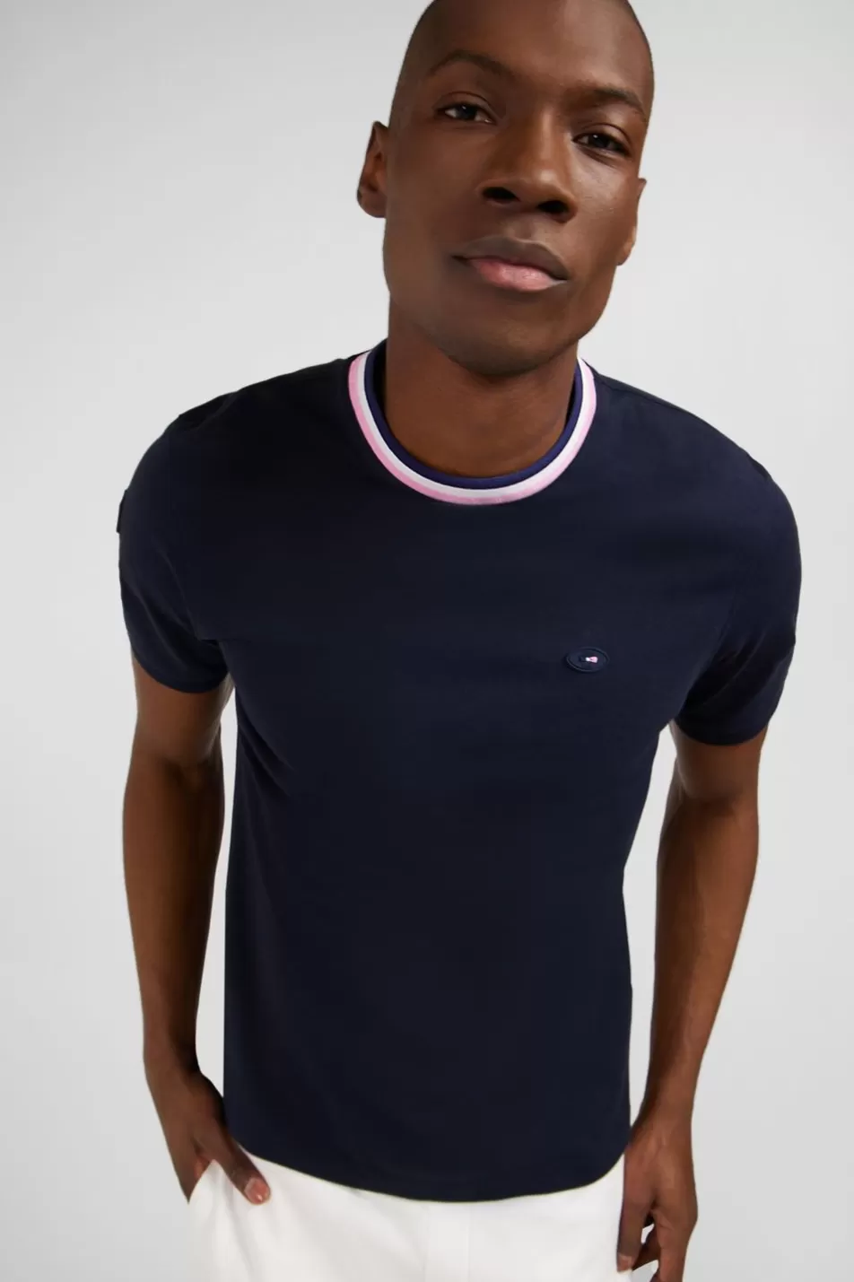 T-Shirts | Eden Park Navy Blue T-Shirt With Xv De France Cockerel On The Back