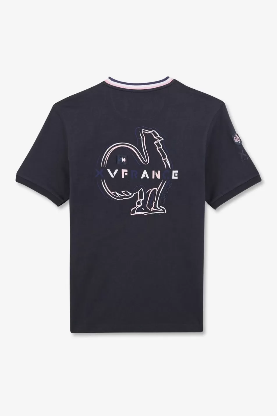 T-Shirts | Eden Park Navy Blue T-Shirt With Xv De France Cockerel On The Back