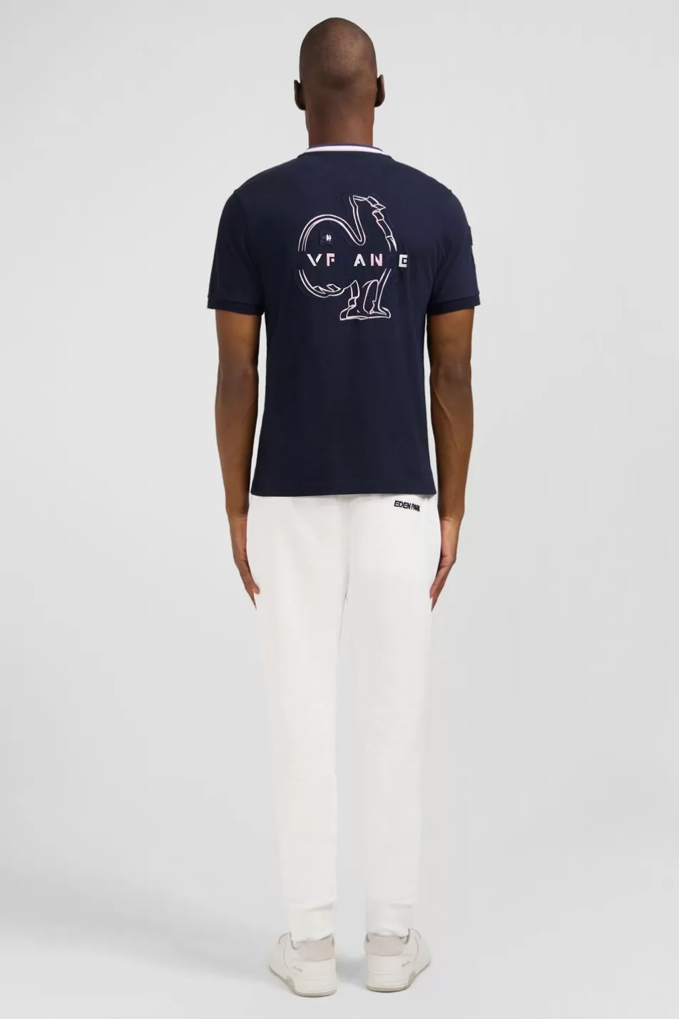 T-Shirts | Eden Park Navy Blue T-Shirt With Xv De France Cockerel On The Back