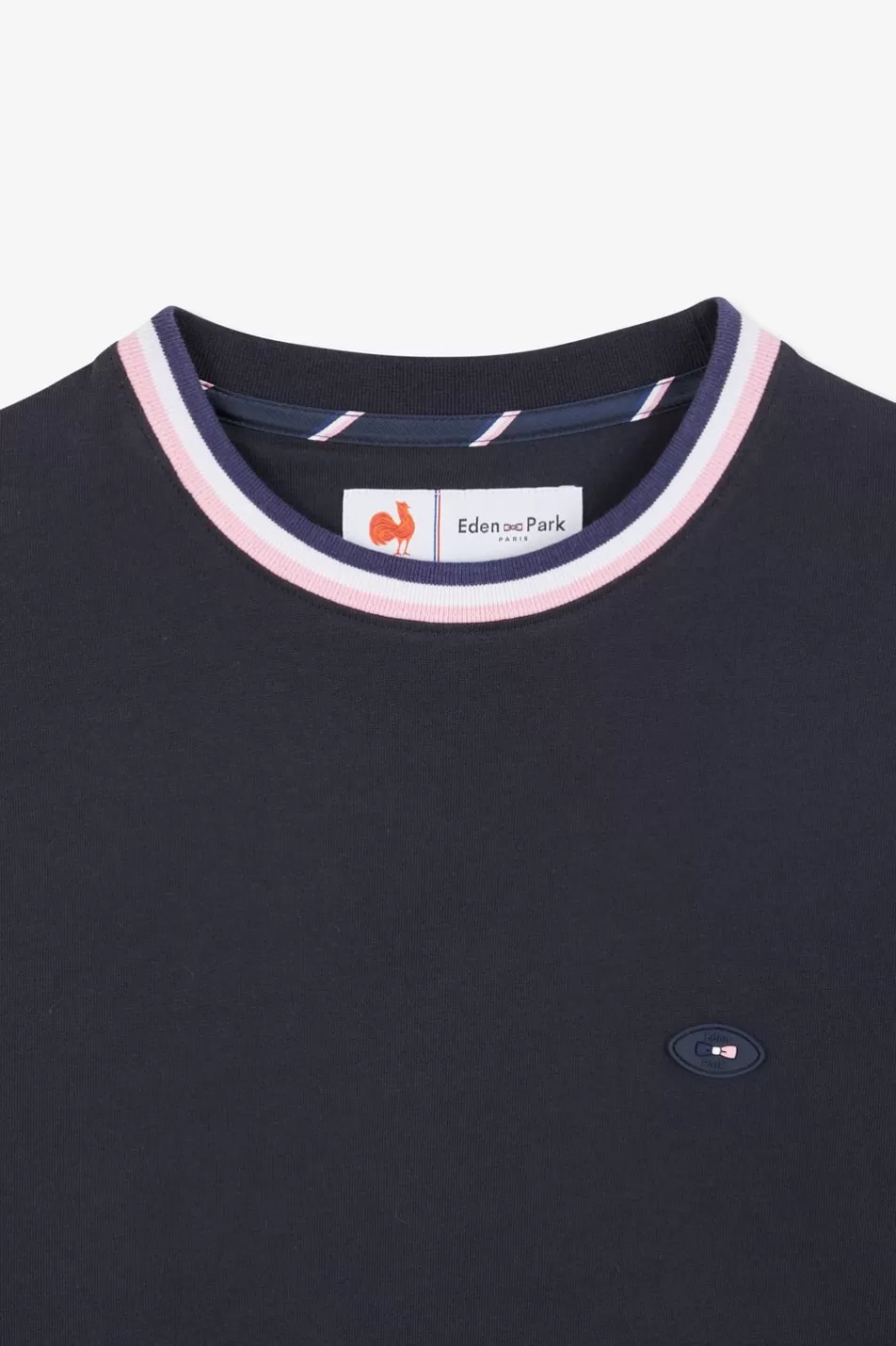 T-Shirts | Eden Park Navy Blue T-Shirt With Xv De France Cockerel On The Back