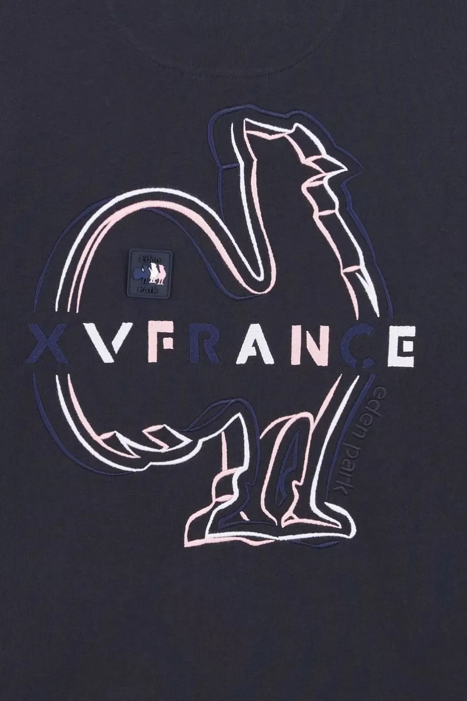 T-Shirts | Eden Park Navy Blue T-Shirt With Xv De France Cockerel On The Back