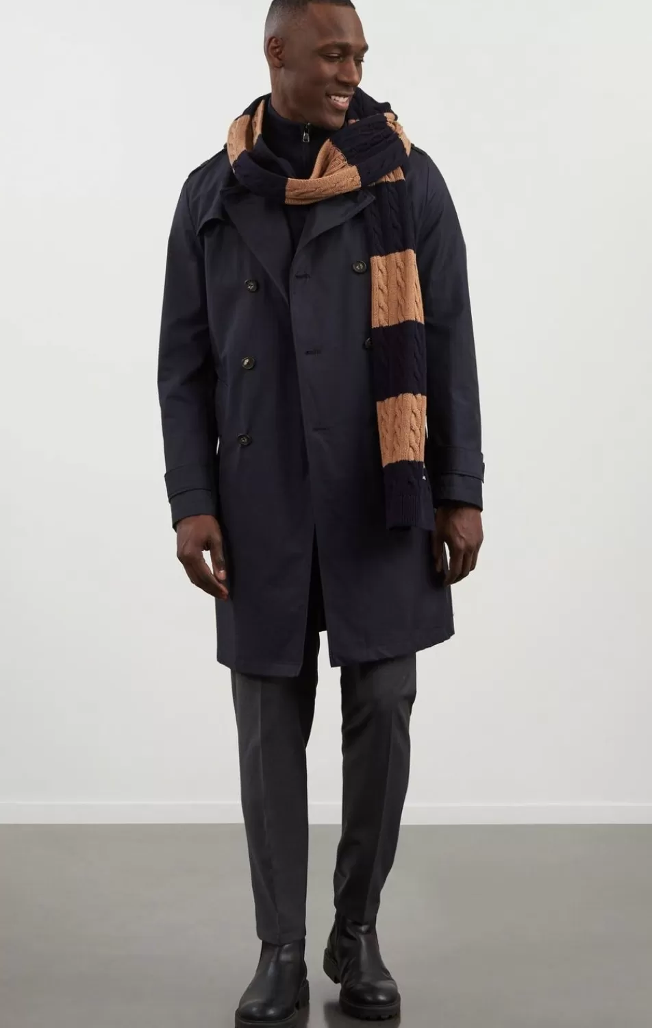 Coats | Eden Park Navy Blue Waterproof Trench Coat