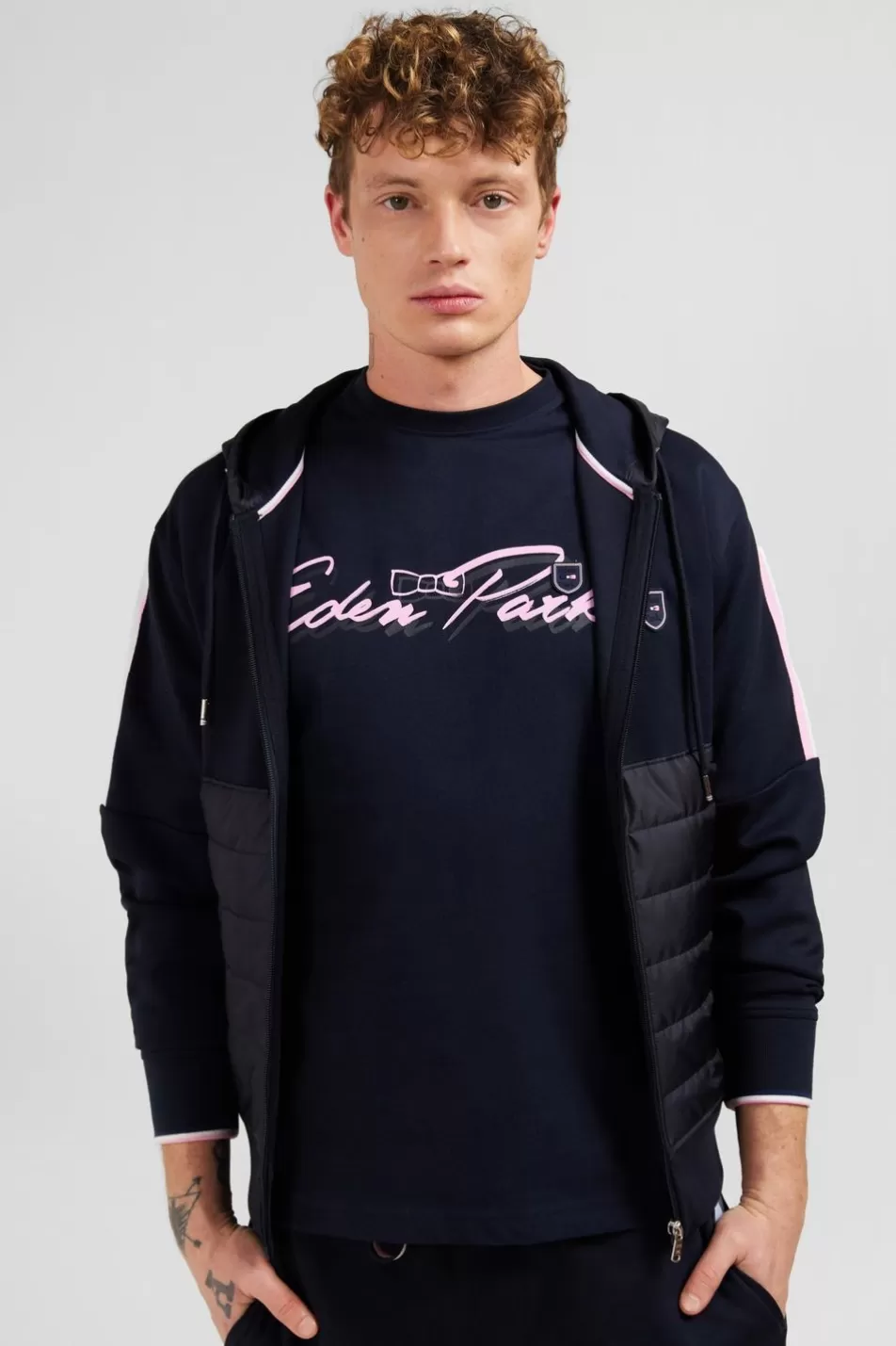 Sweatshirts | Eden Park Navy Blue Zip Sweatshirt With Hood