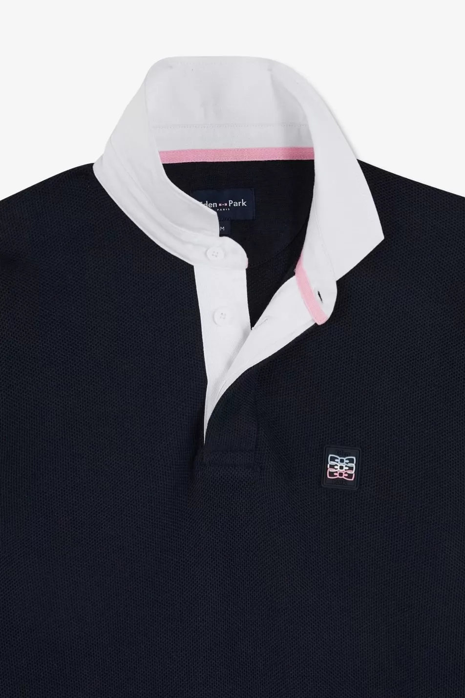Rugby Shirts | Eden Park Navy Colorblock Polo Collar Cotton Sweater
