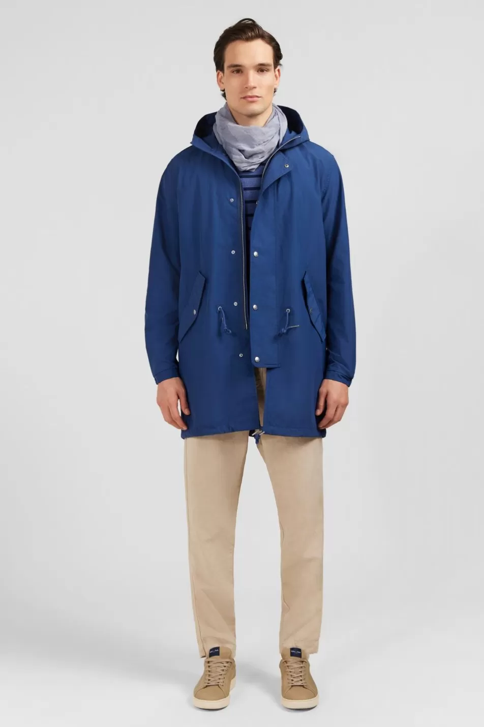 Coats | Eden Park Navy Cotton Blend Hooded Parka