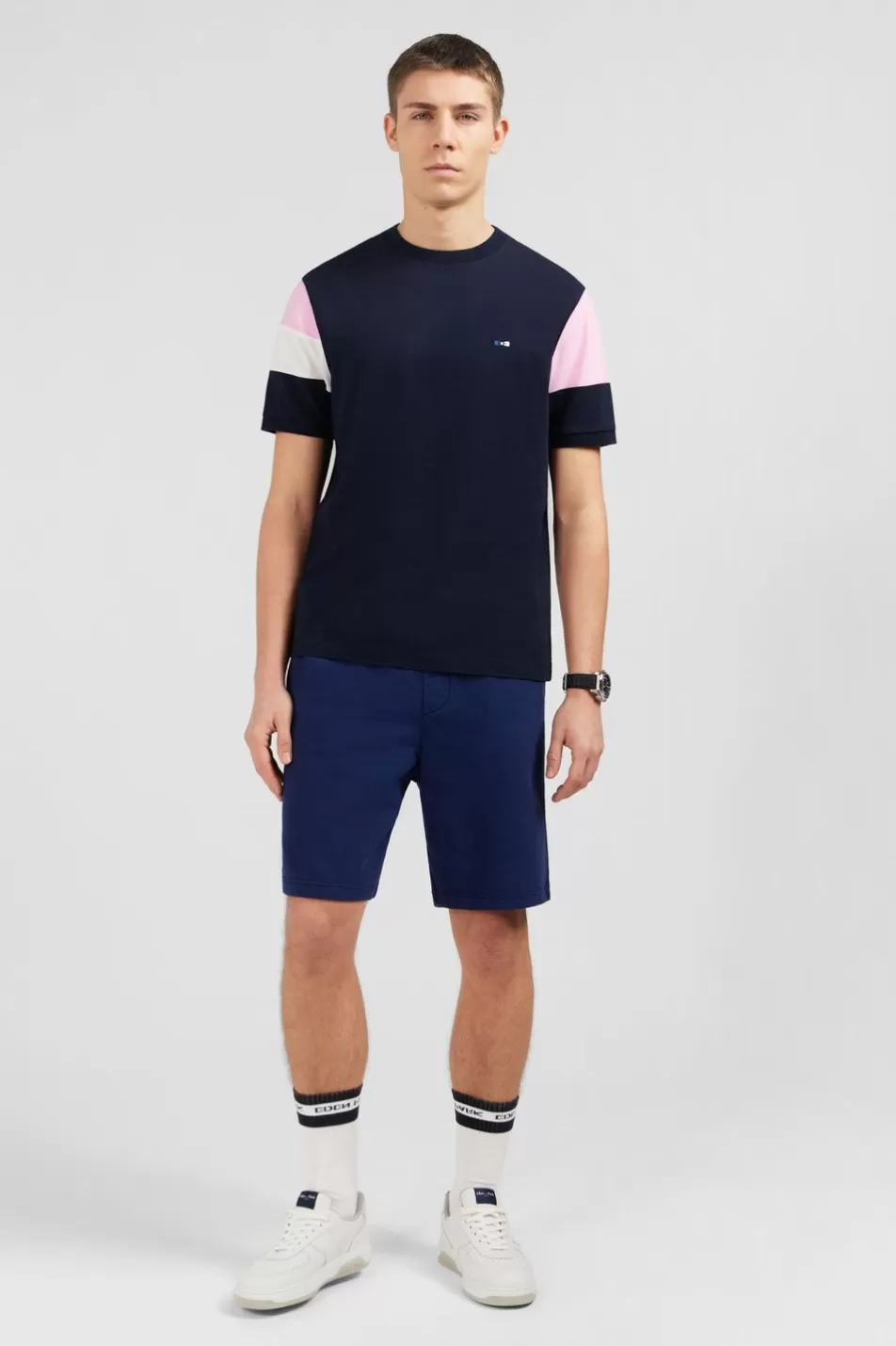 T-Shirts | Eden Park Navy Cotton T-Shirt With Number 10 Embroidery