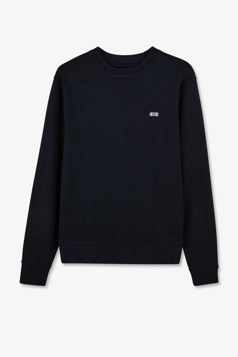 Sweatshirts | Eden Park Navy Fleece Round-Neck Sweatshirt With Bow Tie Embroidery