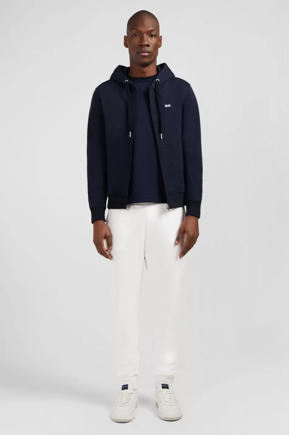 Sweatshirts | Eden Park Navy Fleece Zipped Hoodie With Bow Tie Embroidery