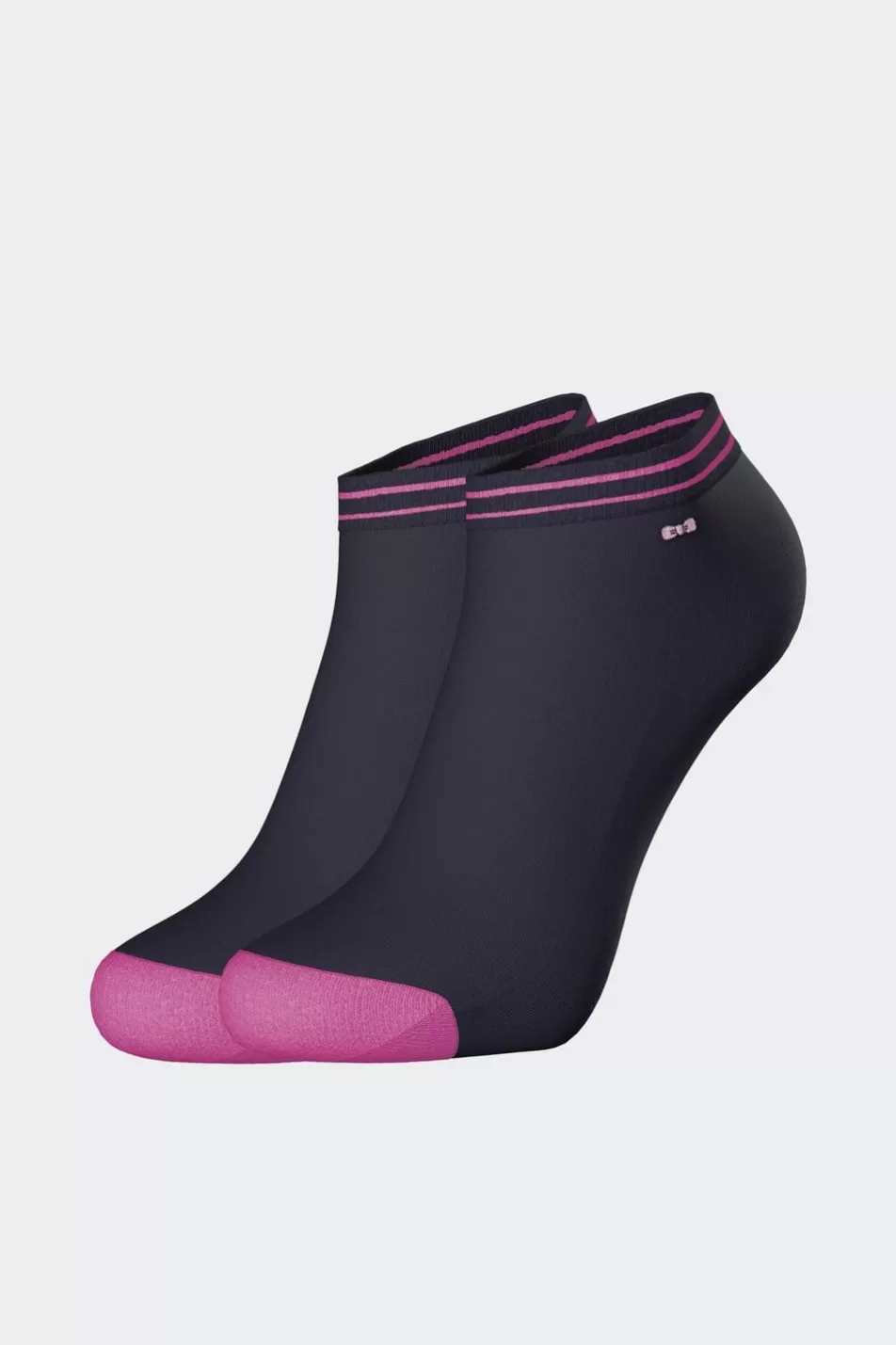 Socks | Eden Park Navy Low-Cut Socks In Stretch Cotton With Fuchsia Edges