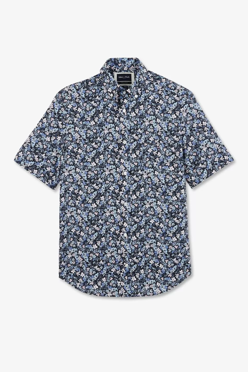 Short-Sleeved Shirts | Eden Park Navy Printed Cotton Shirt In Regular Cut