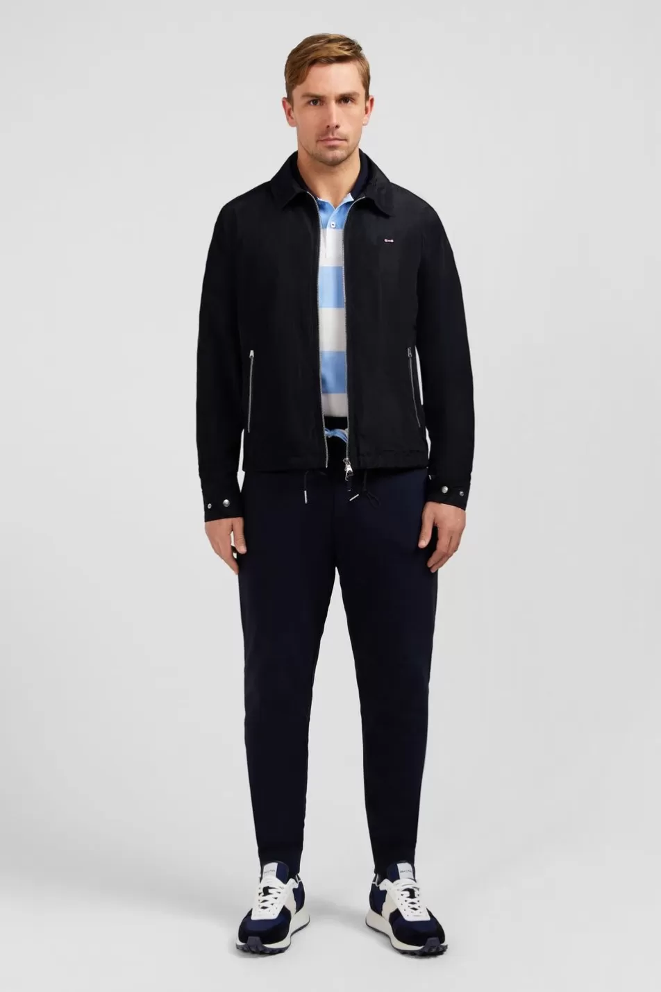 Coats | Eden Park Navy Zipped Jacket With Classic Collar