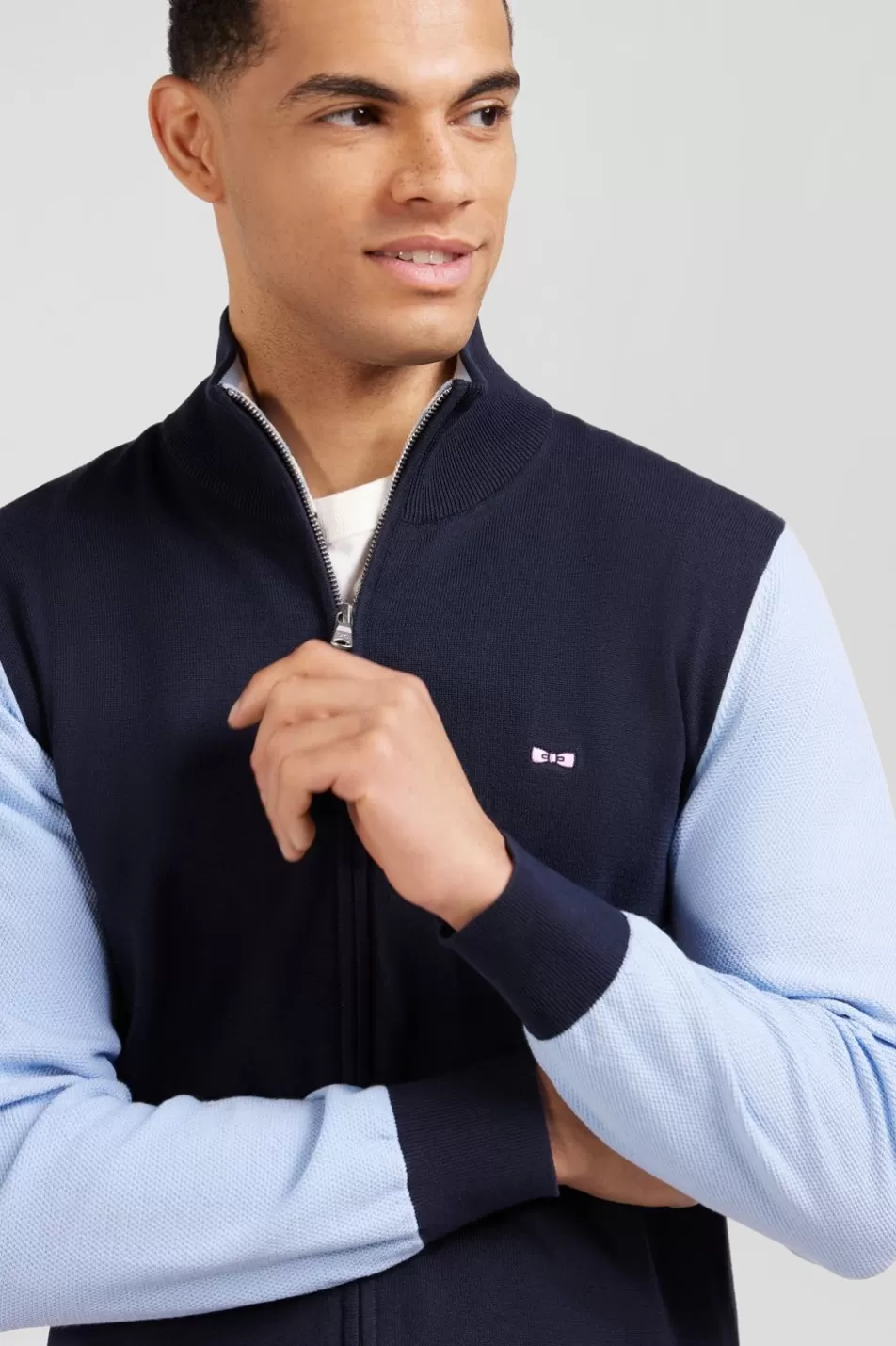 Cardigans | Eden Park Number 10 Navy And Blue Zipped Cardigan