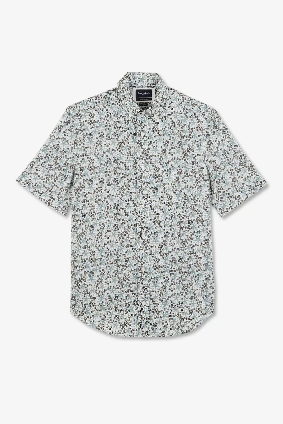 Short-Sleeved Shirts | Eden Park Off-White Printed Cotton Shirt In Regular Cut