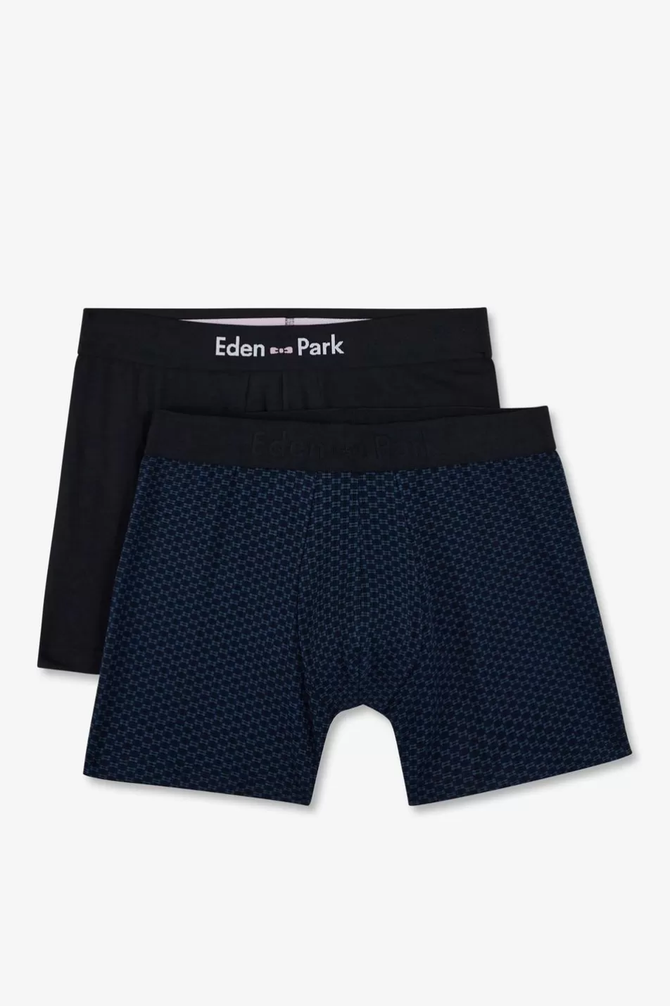 Underwear | Eden Park Pack Of 2 Blue Boxer Shorts, Patterned Details And Plain