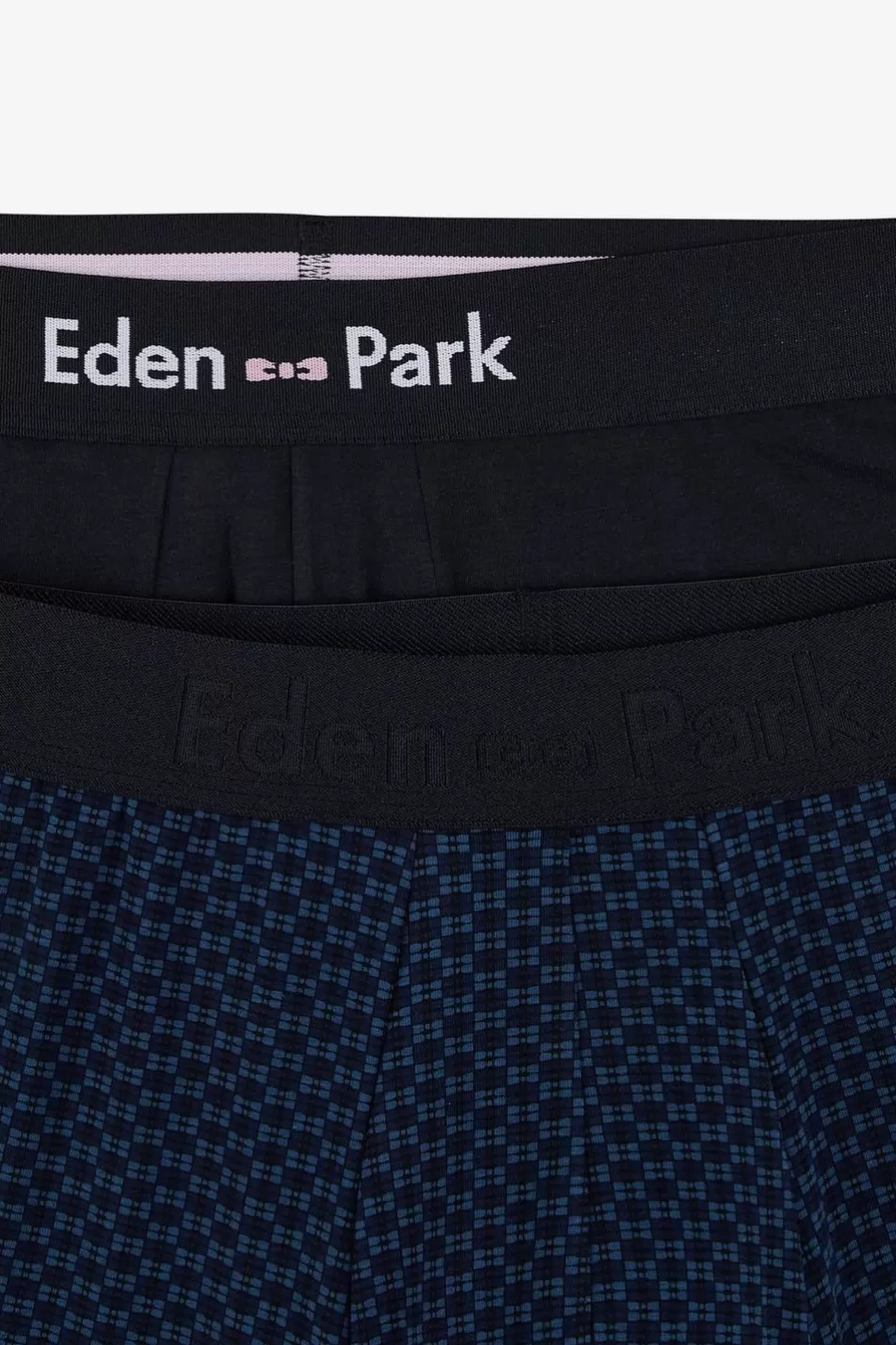Underwear | Eden Park Pack Of 2 Blue Boxer Shorts, Patterned Details And Plain