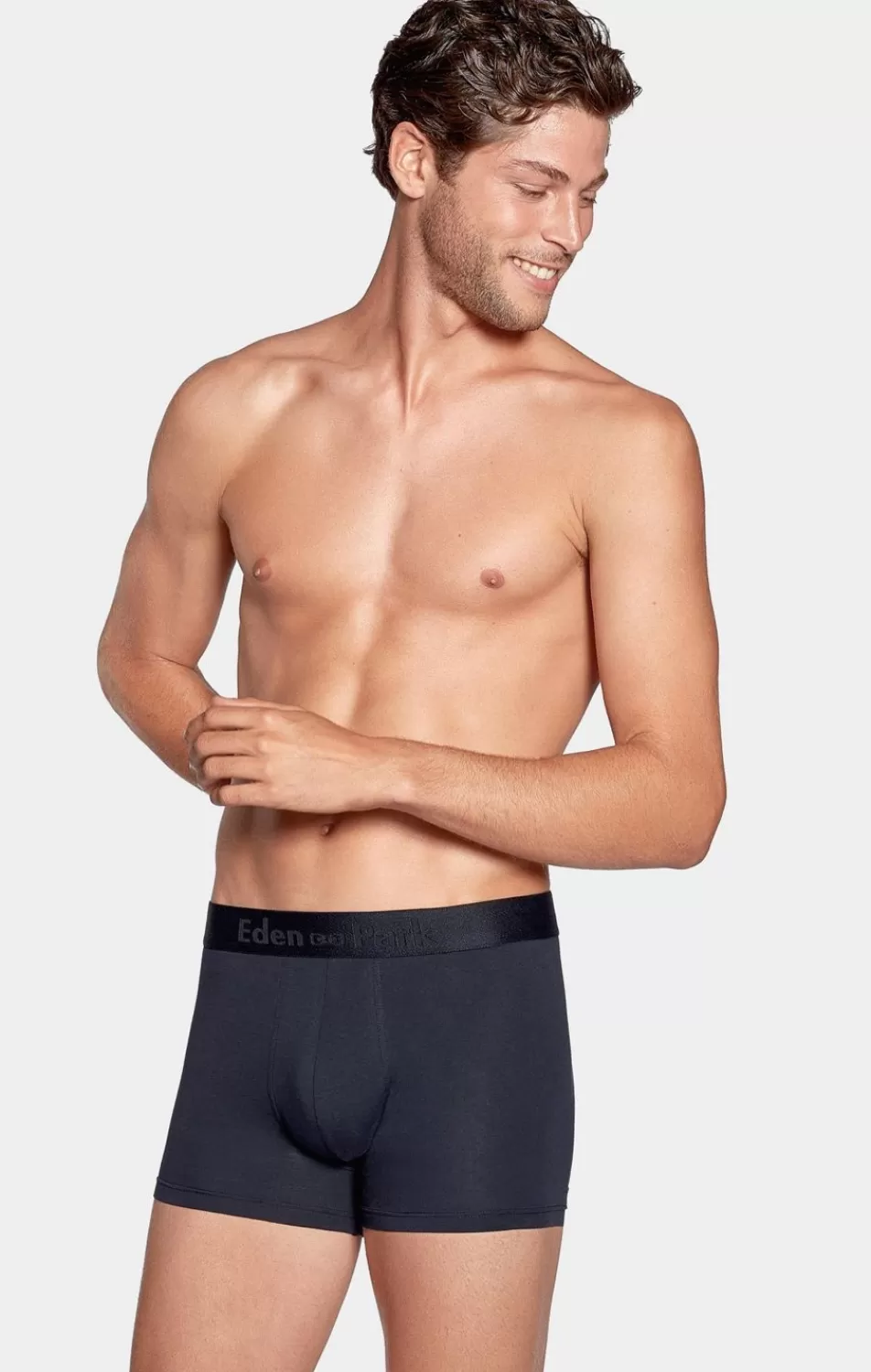 Underwear | Eden Park Pack Of 2 Navy Blue Boxer Shorts With Light Blue And Plain Stripes