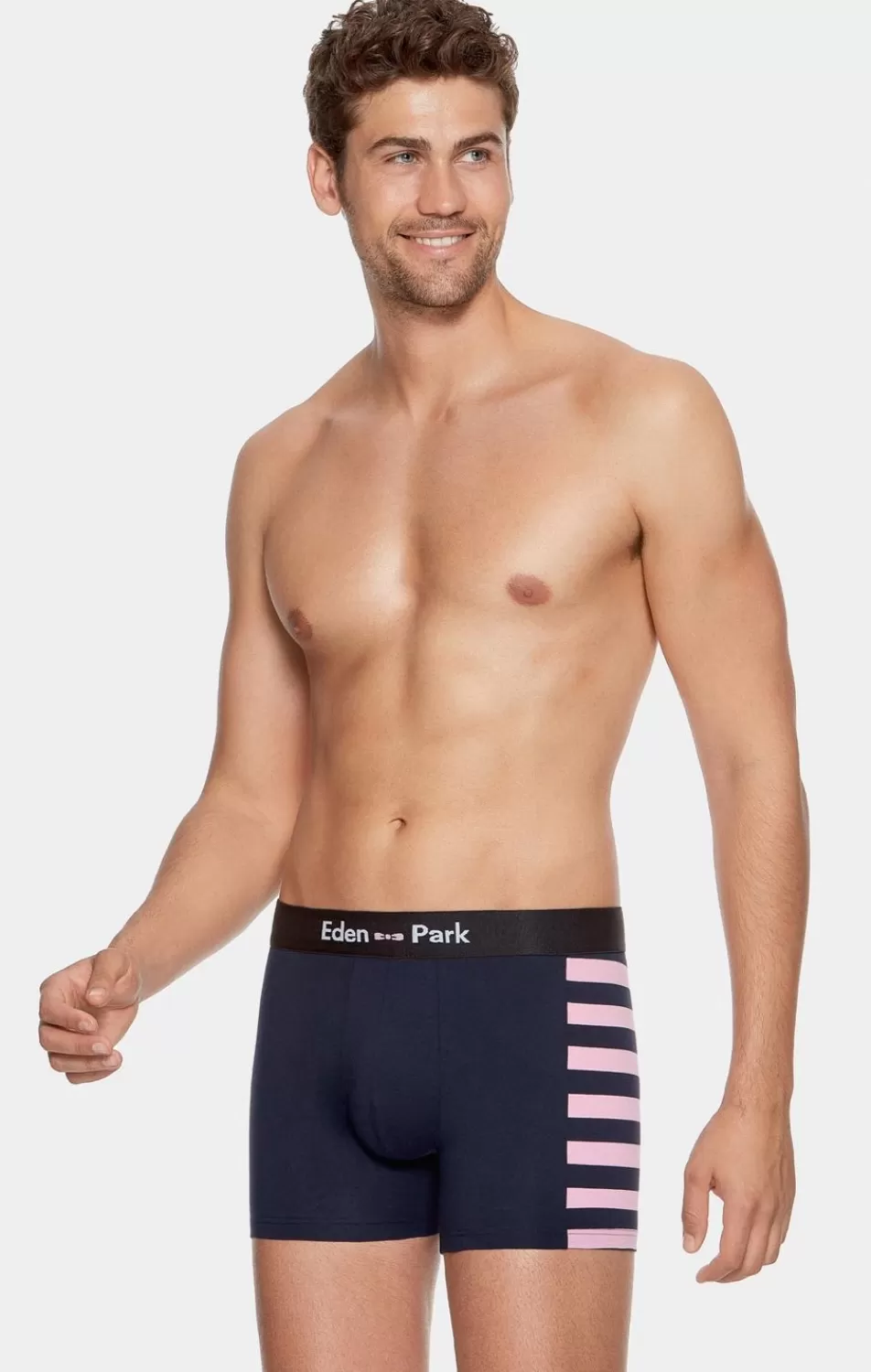 Underwear | Eden Park Pack Of 2 Navy Blue Boxers, Plain And Striped Trim