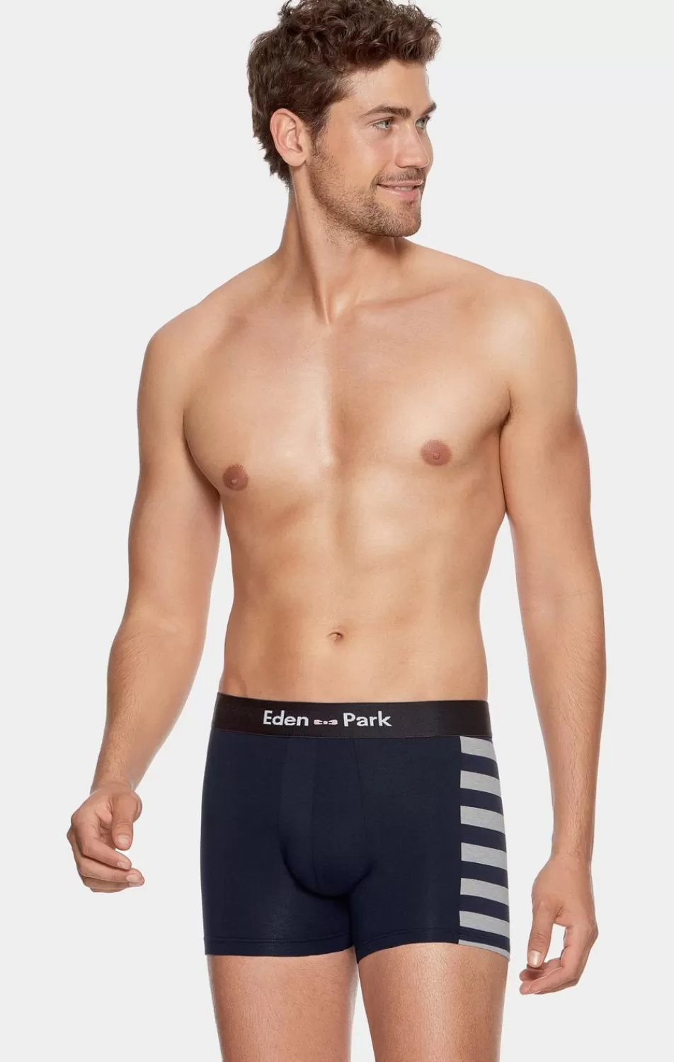 Underwear | Eden Park Pack Of 2 Navy Blue Boxers, Plain And Striped Trim