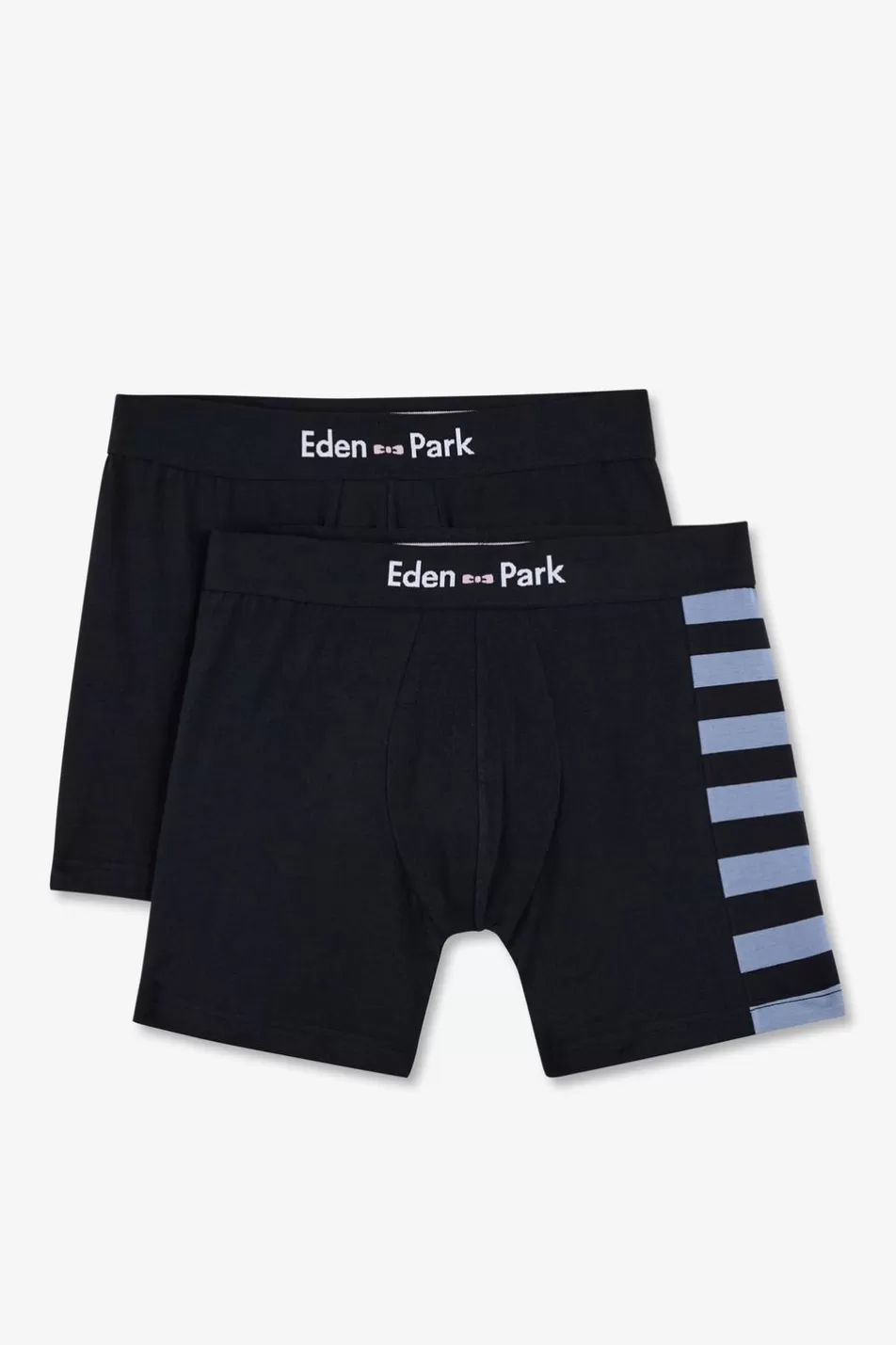 Underwear | Eden Park Pack Of 2 Navy Blue Boxers, Plain And Striped Trim