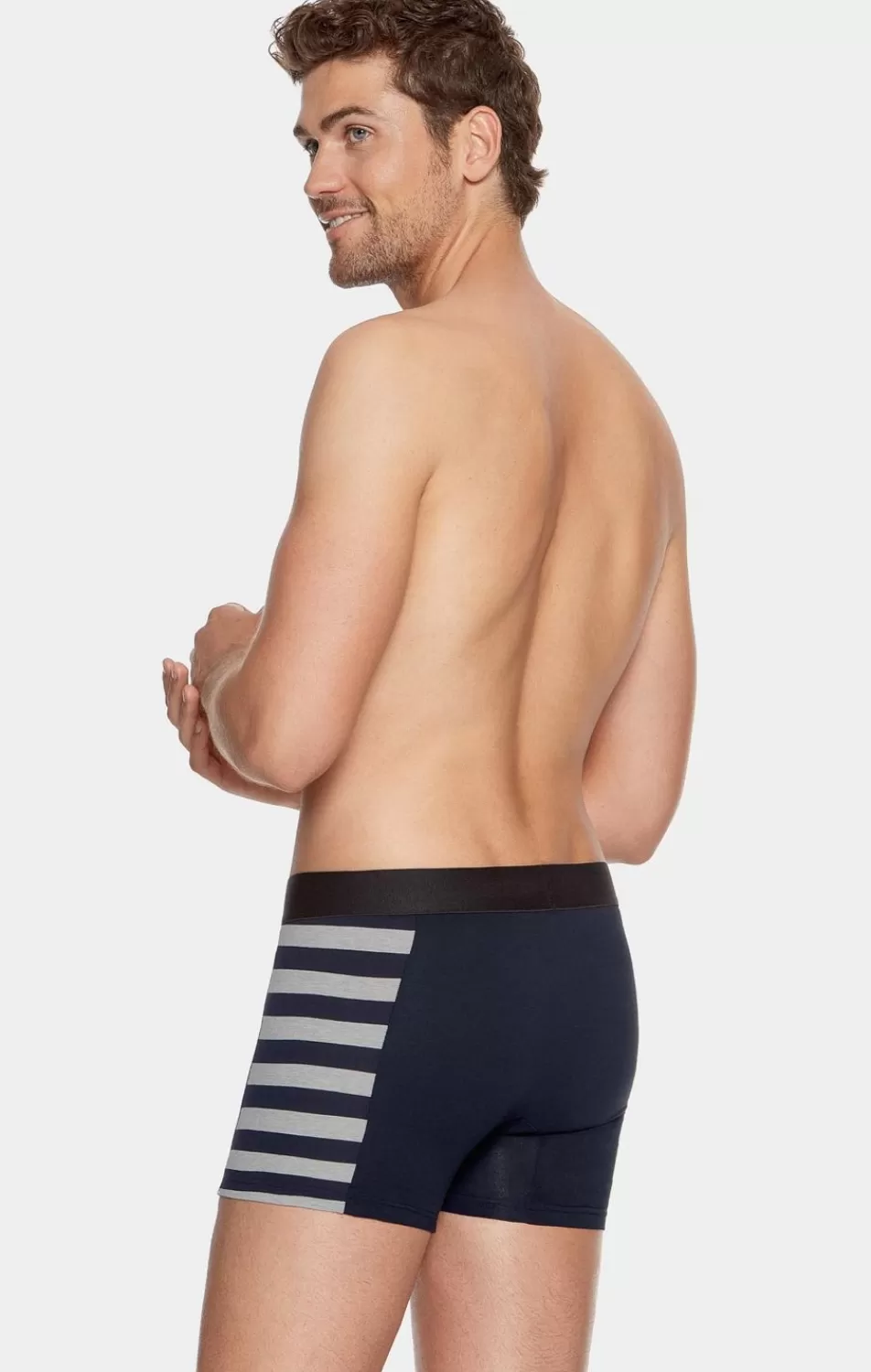 Underwear | Eden Park Pack Of 2 Navy Blue Boxers, Plain And Striped Trim