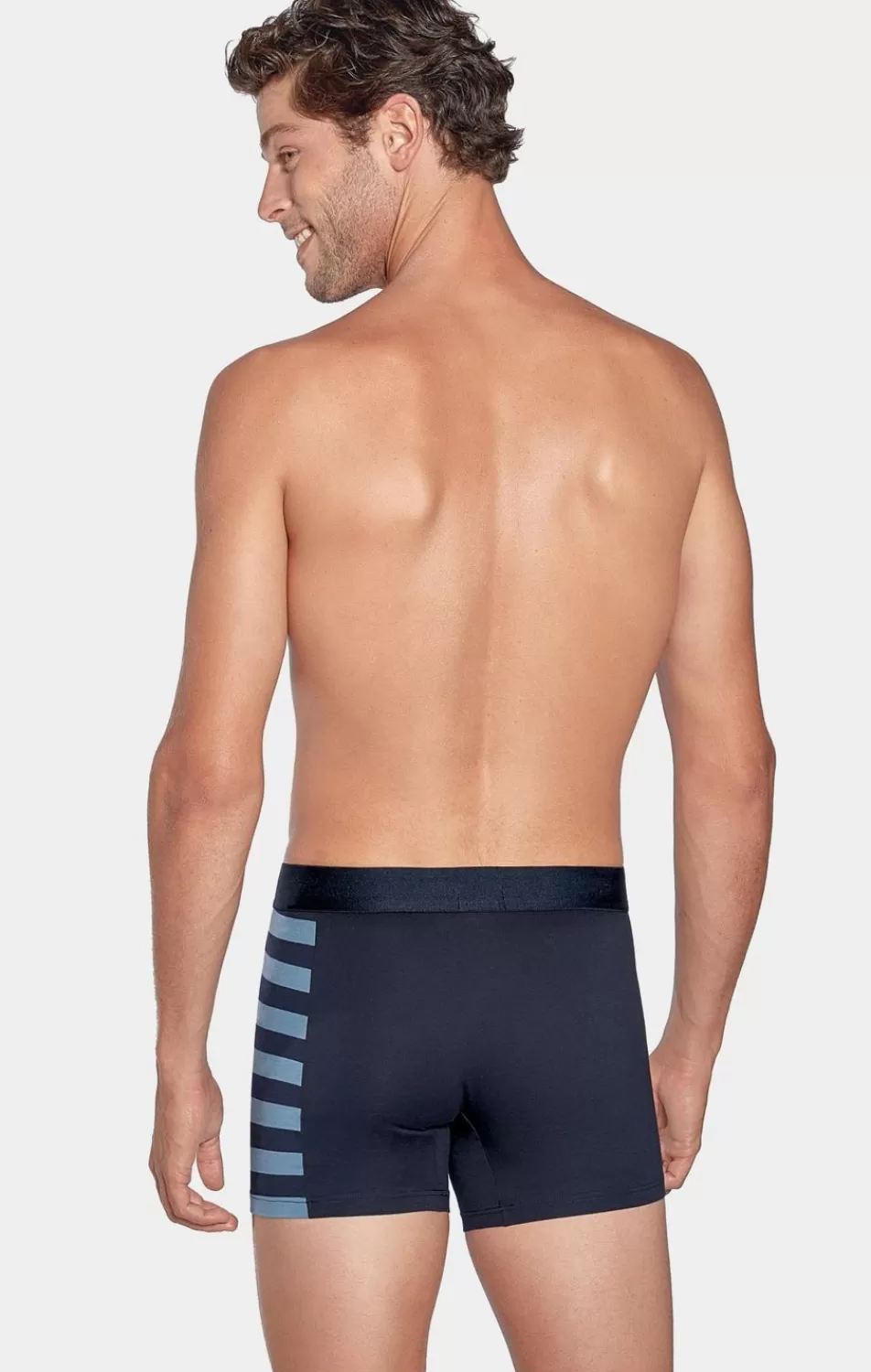Underwear | Eden Park Pack Of 2 Navy Blue Boxers, Plain And Striped Trim