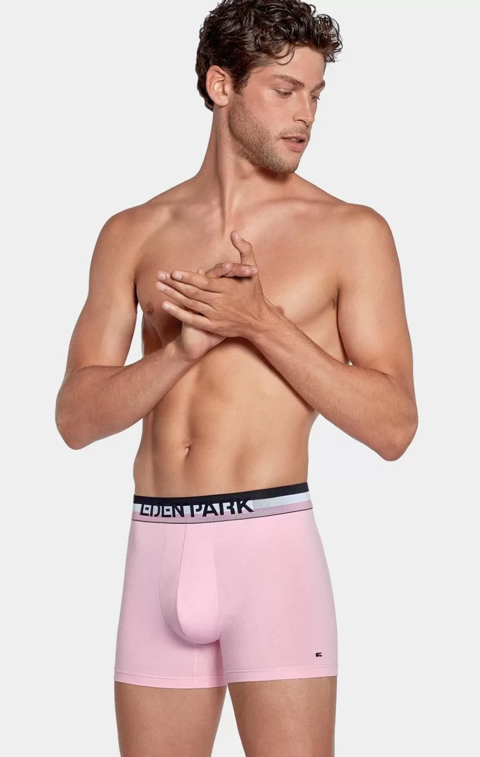 Underwear | Eden Park Pack Of 2 Plain Pink And Blue Boxer Shorts With Contrasting Waistband