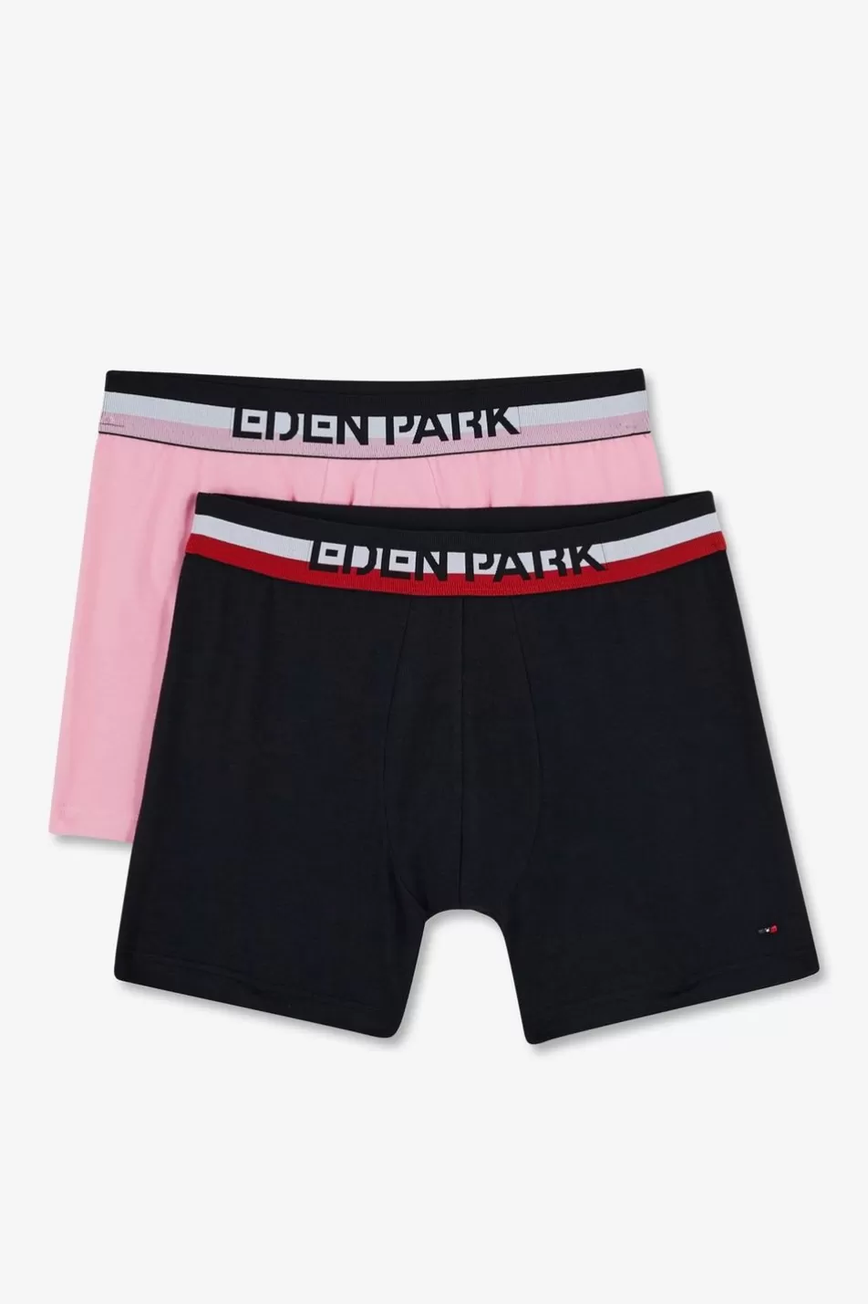 Underwear | Eden Park Pack Of 2 Plain Pink And Blue Boxer Shorts With Contrasting Waistband