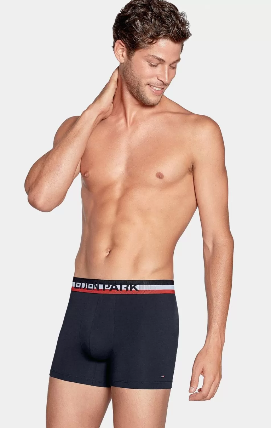 Underwear | Eden Park Pack Of 2 Sky Blue And Plain Blue Boxer Shorts With Contrasting Waistband