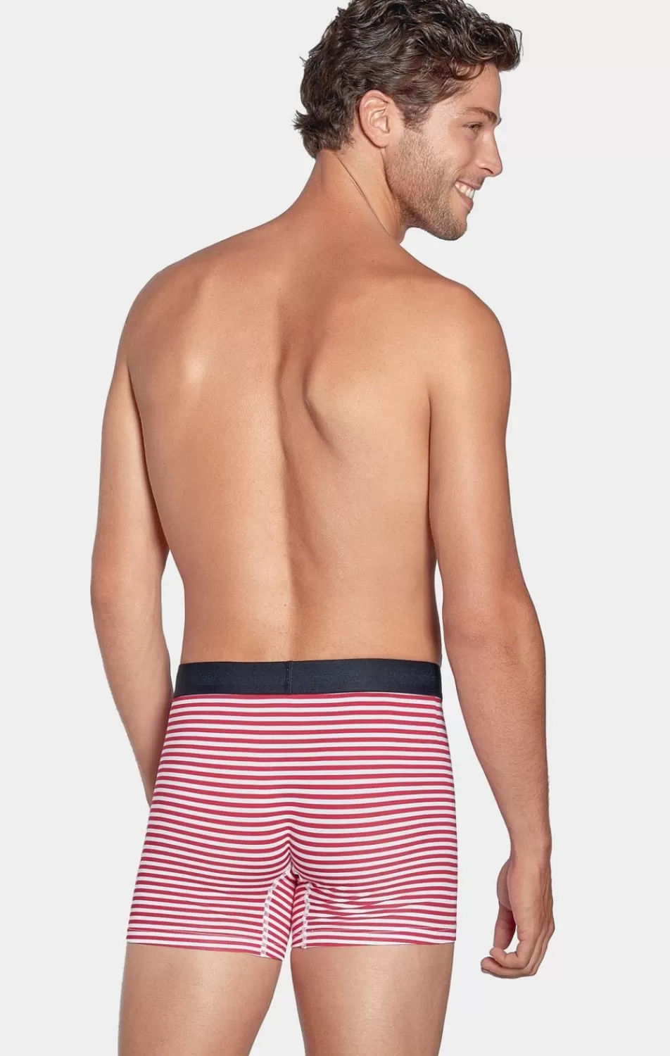 Underwear | Eden Park Pack Of 2 White Boxer Shorts With Red Stripes And Dark Blue Plain Fabric