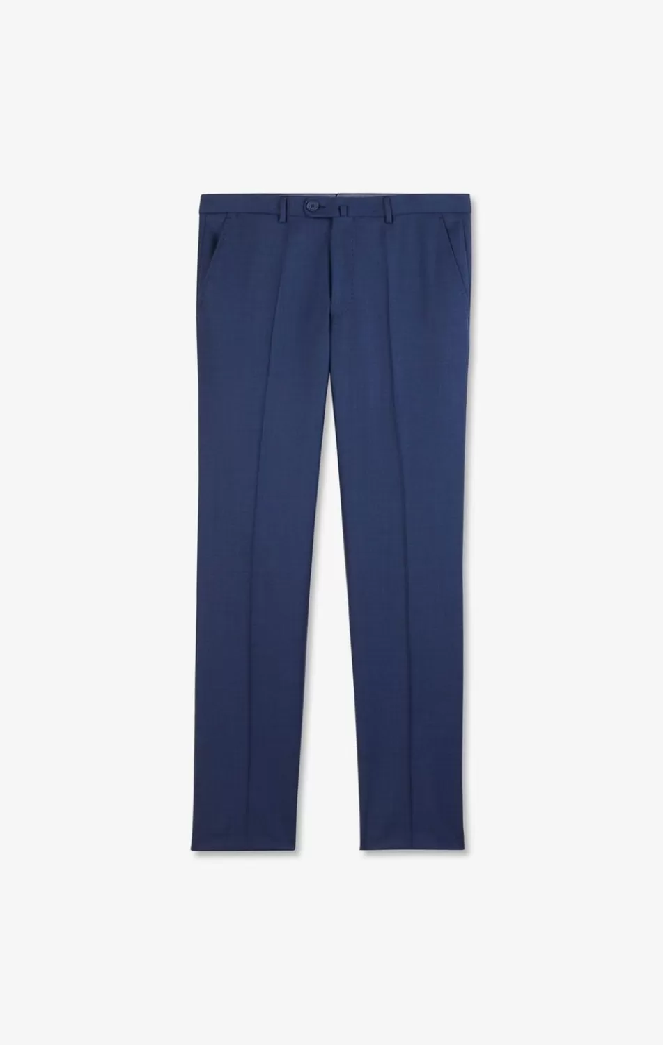 Pants | Eden Park Pantalon Regular Bleu En Laine A Plis Casses