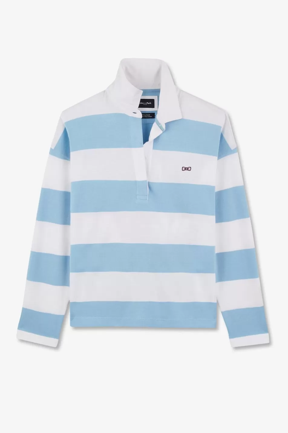 Rugby Shirts | Eden Park Pima Cotton Blue Striped Rugby Shirt In Relaxed Fit