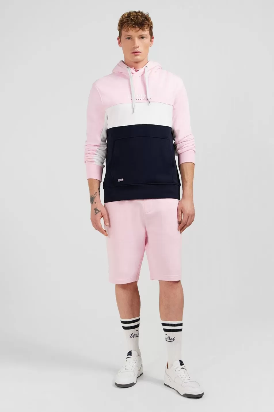 Sweatshirts | Eden Park Pink Colour-Block Hooded Sweatshirt