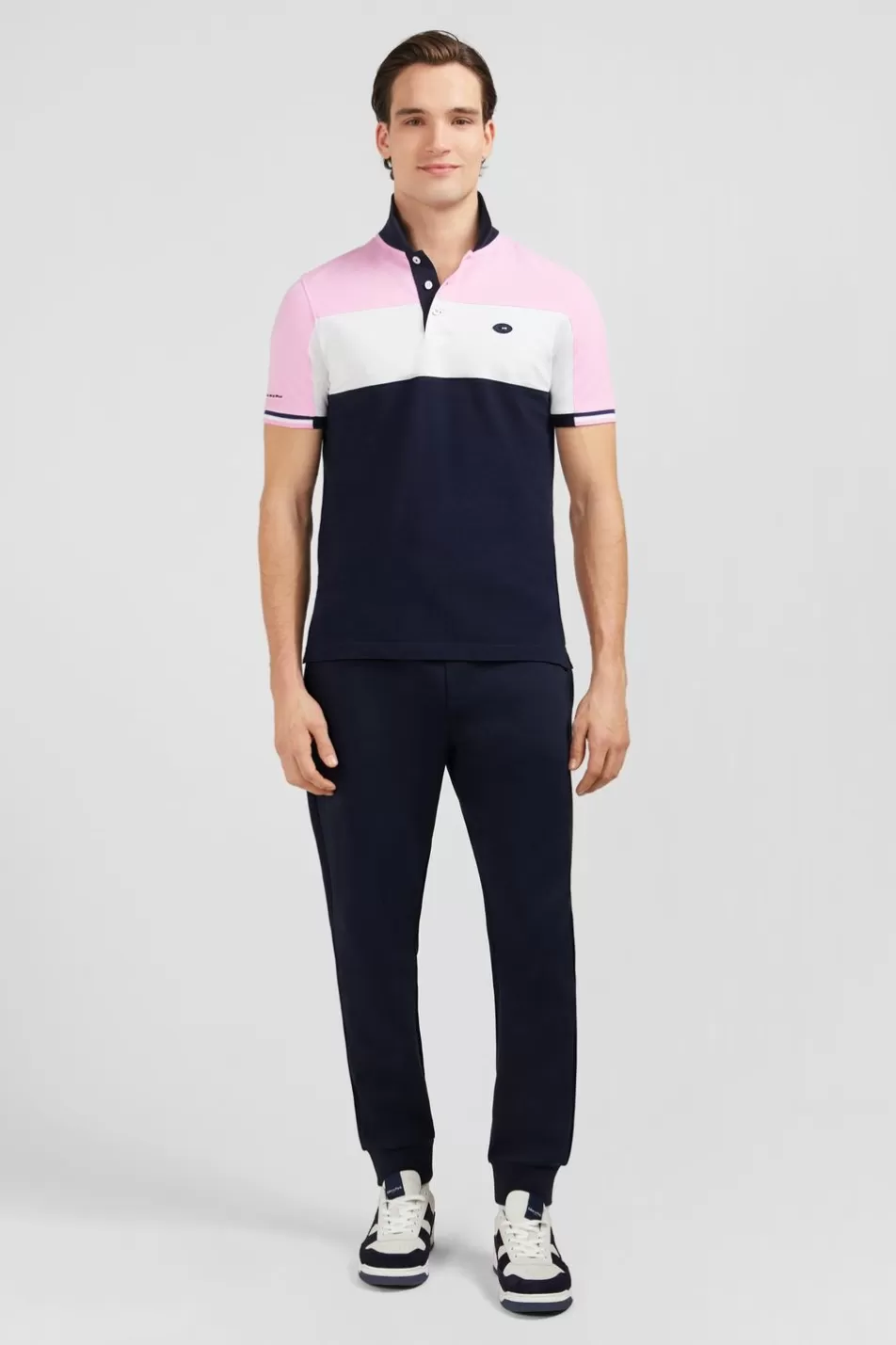 Polos | Eden Park Pink Colour-Block Polo Shirt In Cotton Pique With Xv De France Embroidery