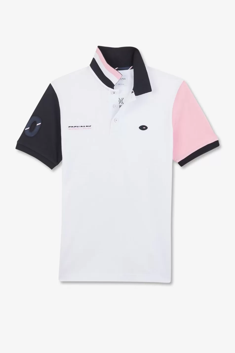 Polos | Eden Park Pink Colour-Block Polo Shirt In Cotton Pique With Xv De France Embroidery