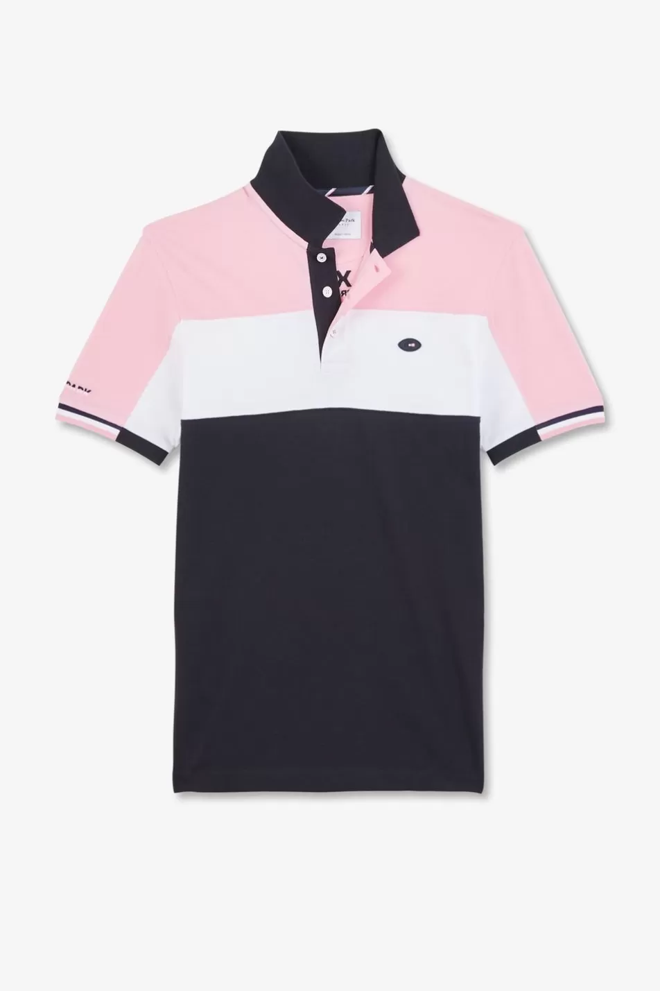 Polos | Eden Park Pink Colour-Block Polo Shirt In Cotton Pique With Xv De France Embroidery