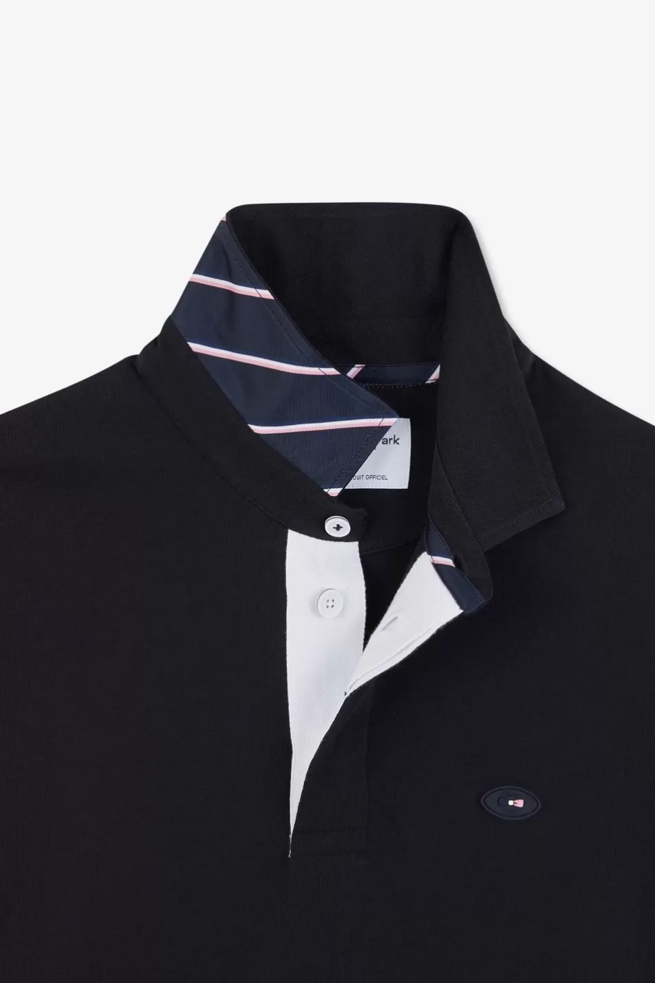 Rugby Shirts | Eden Park Pink Colour-Block Polo Shirt With Rooster Embroidery On The Back