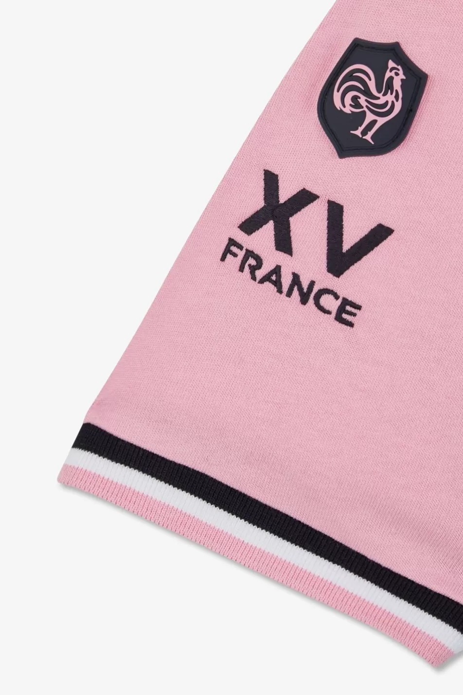Rugby Shirts | Eden Park Pink Colour-Block Polo Shirt With Rooster Embroidery On The Back