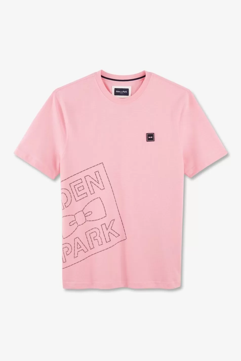 T-Shirts | Eden Park Pink Cotton Short-Sleeved T-Shirt With Screen-Print