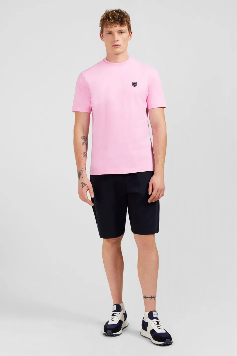 T-Shirts | Eden Park Pink Cotton Short-Sleeved T-Shirt With Emblem On Back