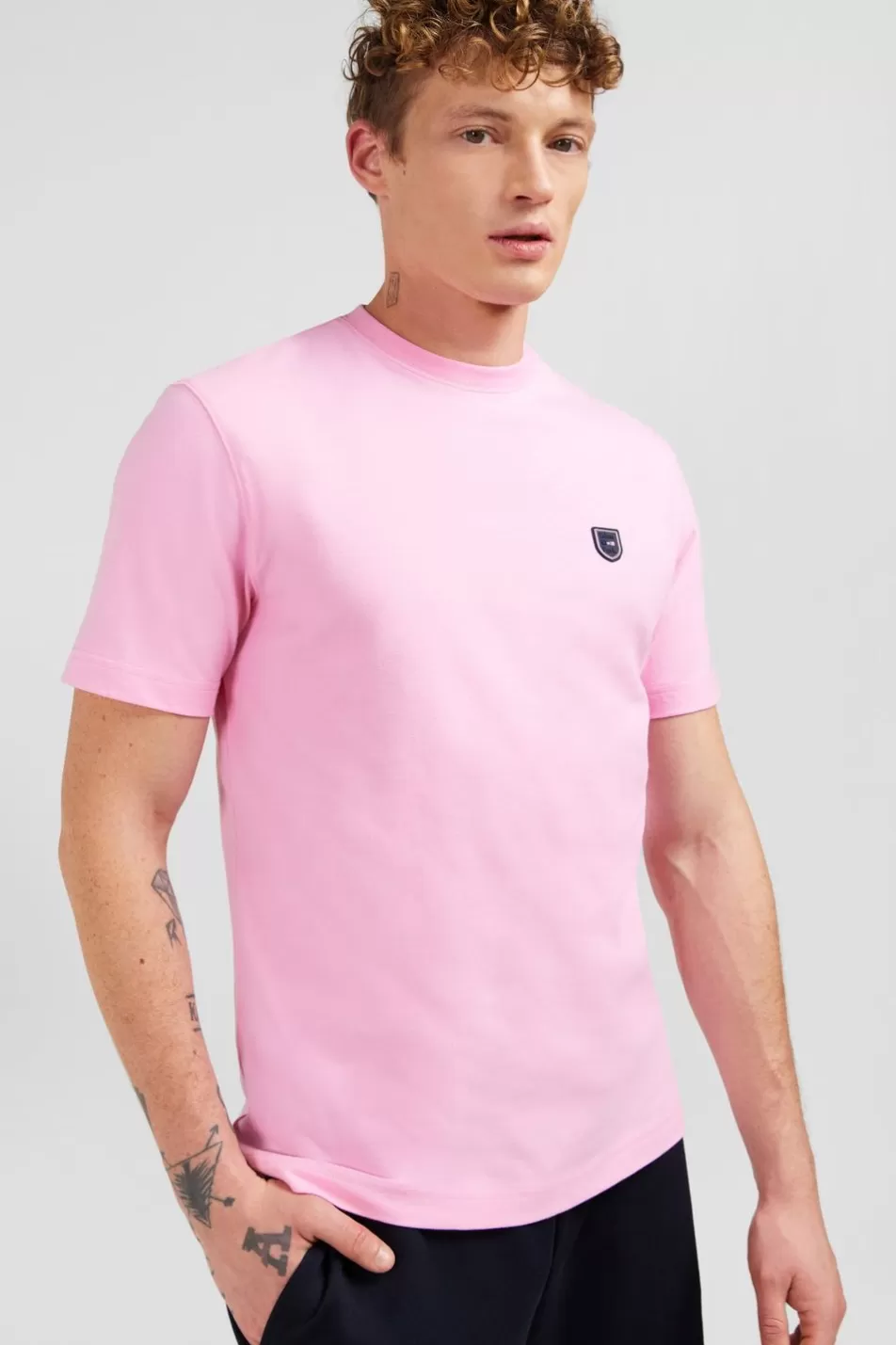 T-Shirts | Eden Park Pink Cotton Short-Sleeved T-Shirt With Emblem On Back