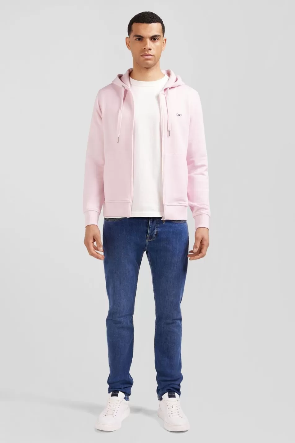 Sweatshirts | Eden Park Pink Fleece Zipped Hoodie With Bow Tie Embroidery