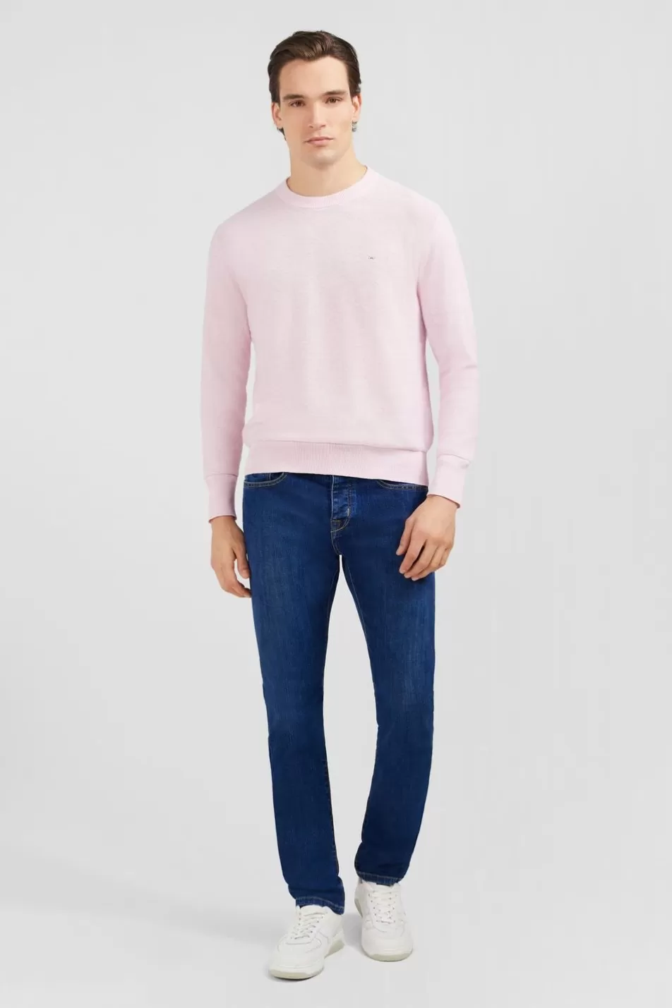 Sweaters | Eden Park Pink Jumper In A Linen Blend