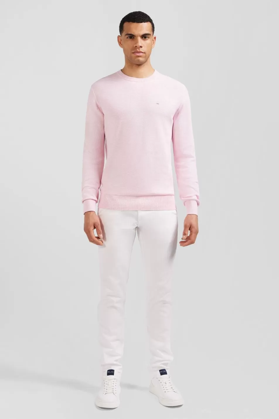 Sweaters | Eden Park Pink Jumper In Decorative Cable Knit